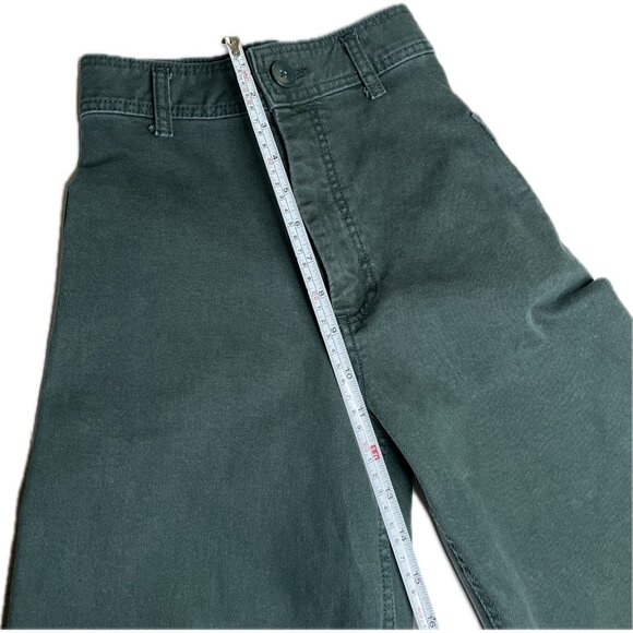 Zara The Marine Straight Pants Wide-leg High-rise Green 0 XS Raw Ham - Picture 6 of 8